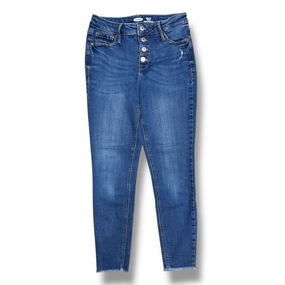 Old Navy Jeans Rockstar Super Skinny Button Fly High Rise Stretch Blue Size 6 - Picture 1 of 8